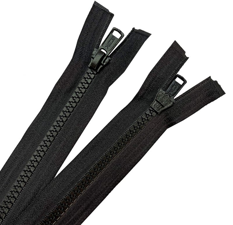 AMORNPHAN 2PCS 30 بوصة #5 أسود منفصل أسفل مصبوب السوستة البلاستيكية الأسنان السائبة السحابة الثقيلة للخياطة معاطف سترة أكياس الحرف نوع الجانب الأيسر (30 "" 2PCS) - Image 3